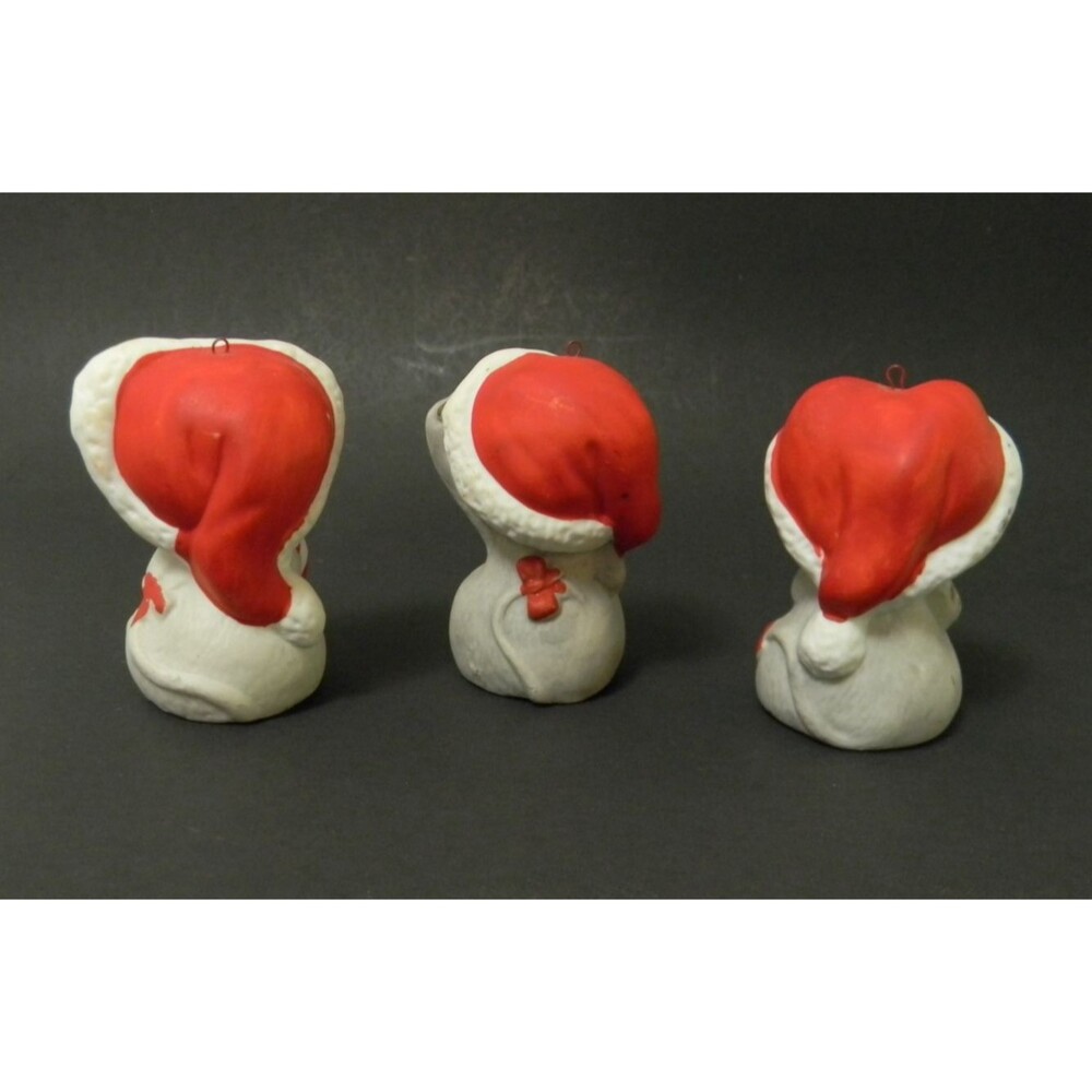 Set of 3 Christmas Mice Vintage Made in Taiwan Ornaments - Picture 3 of 6